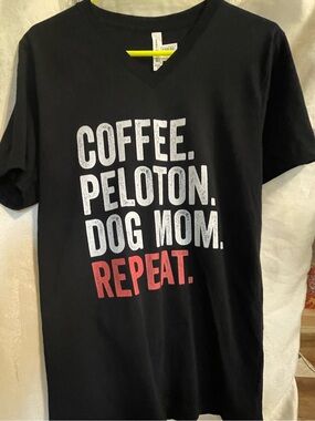 Bella Canvas Black Tee with White and Red Dog Mom Graphic